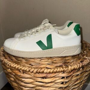 Veja White Sneakers with Green Details